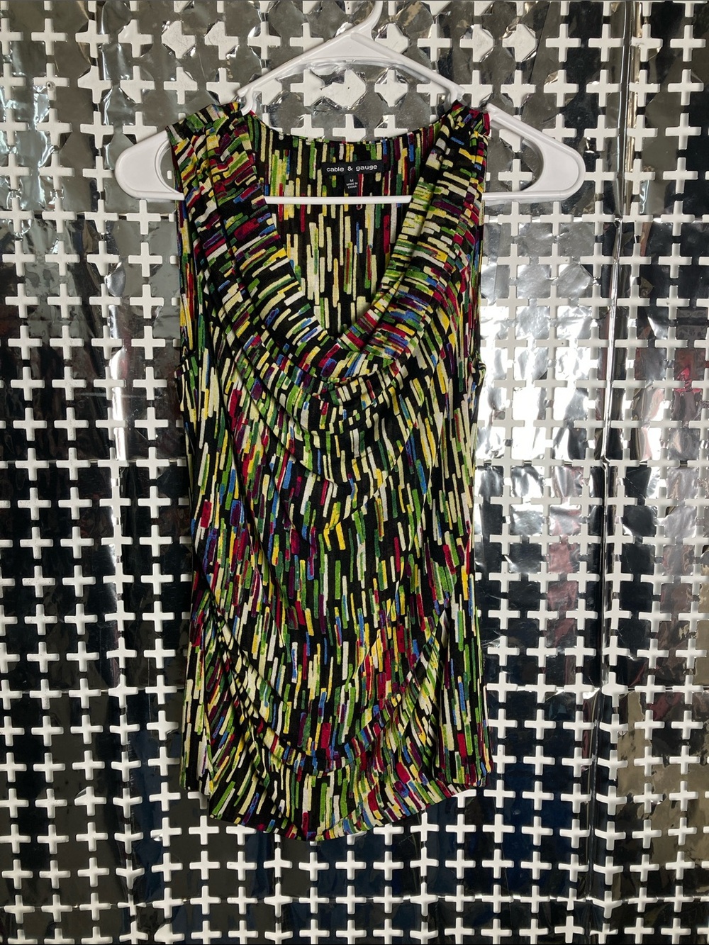 Cable & Gauge Multicolor Sleeveless Cowl Neck Tank